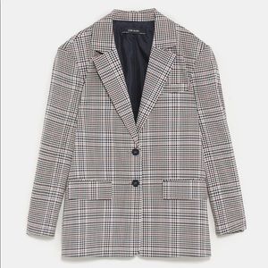 Zara Plaid Checked Oversized Blazer